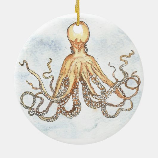 Bruin Octopus Circle Ornament (Achterkant)