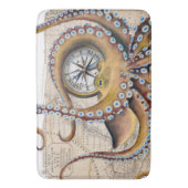Bruin octopus  Map Compass Badmat (Voorkant Verticaal)