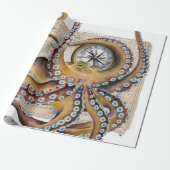 Bruin octopus  Map Compass Cadeaupapier (Uitgerold)