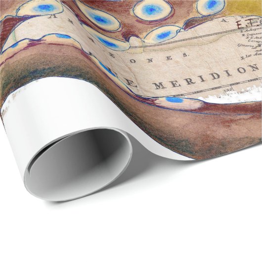 Bruin octopus  Map Compass Cadeaupapier (Rol Hoek)