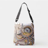 Bruin octopus  Map Compass Crossbody Tas (Voorkant)