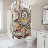 Bruin octopus  Map Compass Douchegordijn (In situ)