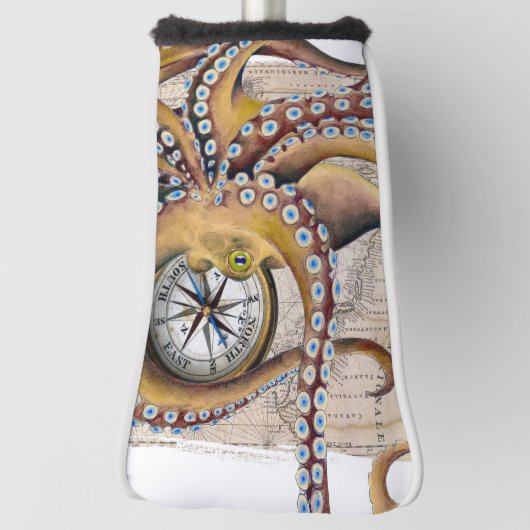 Bruin octopus  Map Compass Golfheadcover (Draai 90)