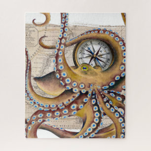 Bruin octopus  Map Compass Legpuzzel