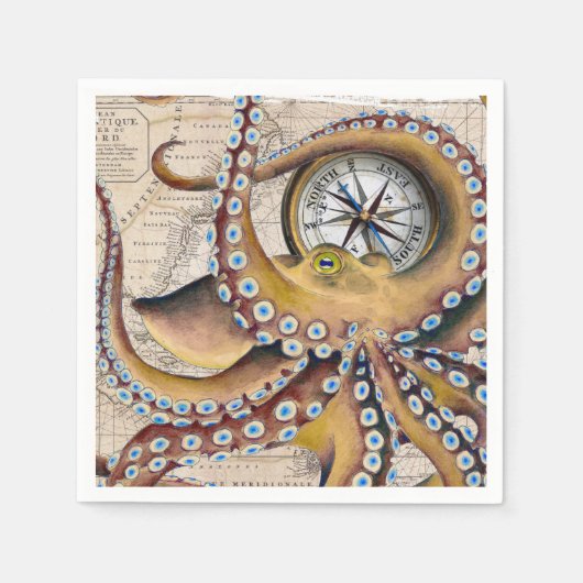 Bruin octopus  Map Compass Servet (Voorkant)