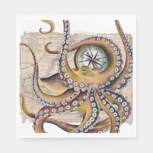 Bruin octopus  Map Compass Servet (Voorkant)