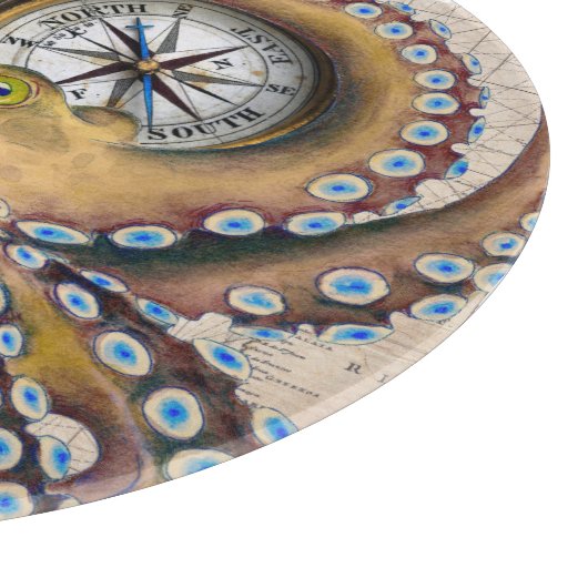 Bruin octopus  Map Compass Snijplank (Hoek)
