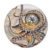 Bruin octopus  Map Compass Snijplank (Voorkant)