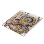 Bruin octopus  Map Compass Tegeltje (Zijkant)
