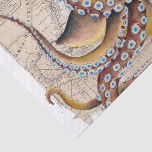Bruin octopus  Map Compass Tissuepapier (Detail)