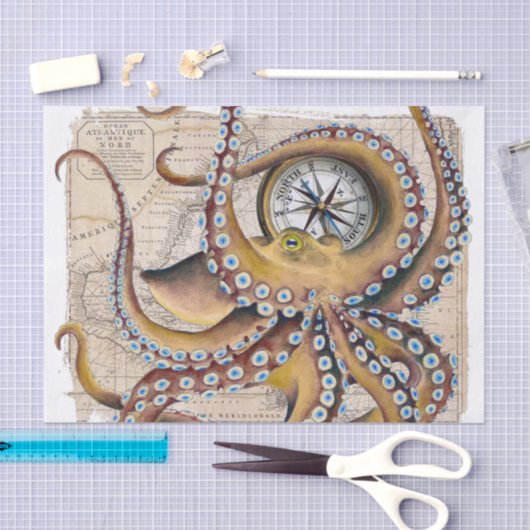 Bruin octopus  Map Compass Tissuepapier (Craft)