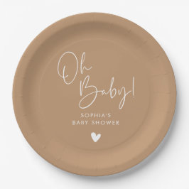Bruin Oh Baby Modern Boho Baby shower Papieren Bordje
