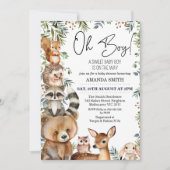 Bruin Oh Boy Woodland gebladerte Baby shower Kaart (Voorkant)