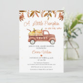 Bruin olievlek Heart Pumpkin Truck Baby shower Kaart (Staand voorkant)