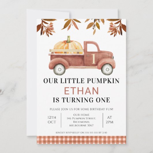 Bruin olievlek Kleine pompoenwagen Birthday Kaart (Voorkant)