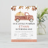 Bruin olievlek Kleine pompoenwagen Birthday Kaart (Staand voorkant)