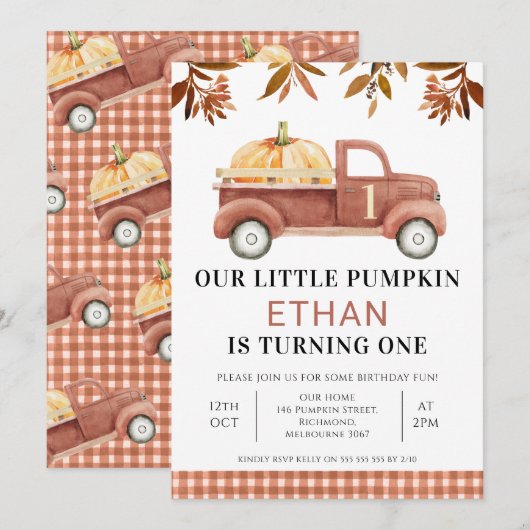 Bruin olievlek Kleine pompoenwagen Birthday Kaart (Voorkant / Achterkant)