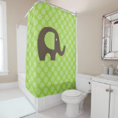 Bruin olifant met groene pokadop Achtergrond Douchegordijn (In situ)