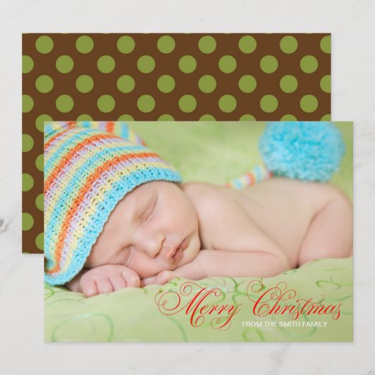 Bruin Olijfgroen Foto Kerst Kaart (Voorkant / Achterkant)