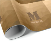 Bruin ombre geometrisch mesh patroon Monogram Cadeaupapier (Rol Hoek)