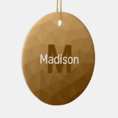 Bruin ombre geometrisch mesh patroon Monogram Keramisch Ornament (Rechts)