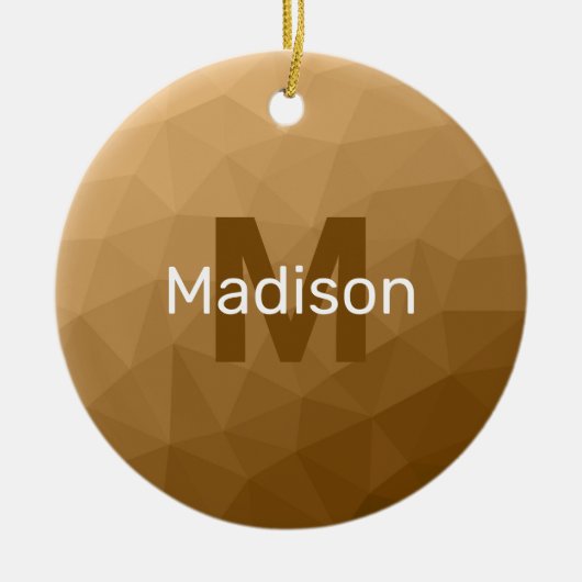 Bruin ombre geometrisch mesh patroon Monogram Keramisch Ornament (Voorkant)