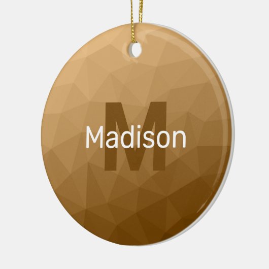 Bruin ombre geometrisch mesh patroon Monogram Keramisch Ornament (Links)