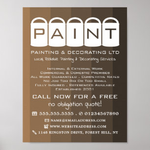 Bruin ombre, schilderemmers, schilder en decorator poster