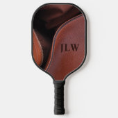 Bruin onzipped faux leder gepersonaliseerd pickleball paddle (Voorkant)