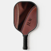 Bruin onzipped faux leder gepersonaliseerd pickleball paddle (Achterkant)