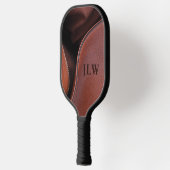 Bruin onzipped faux leder gepersonaliseerd pickleball paddle (Links)