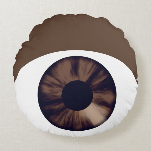 Bruin Oog Donkere Huid Rond Kussen (Voorkant)