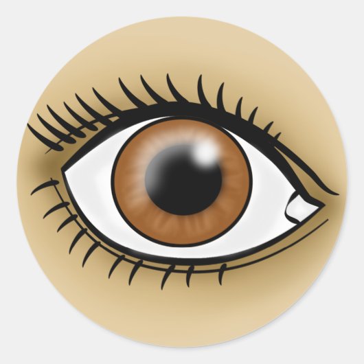 Bruin Oog icoon Ronde Sticker (Voorkant)