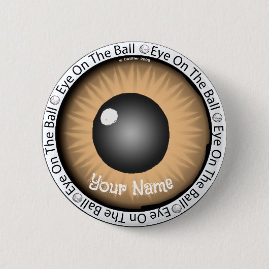 Bruin oog op bal golfer ronde button 5,7 cm (Voorkant)