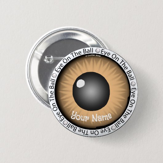 Bruin oog op bal golfer ronde button 5,7 cm (Voorkant /achterkant)