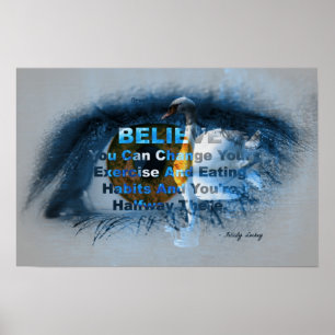 Bruin oog van Fitness Belief! Poster
