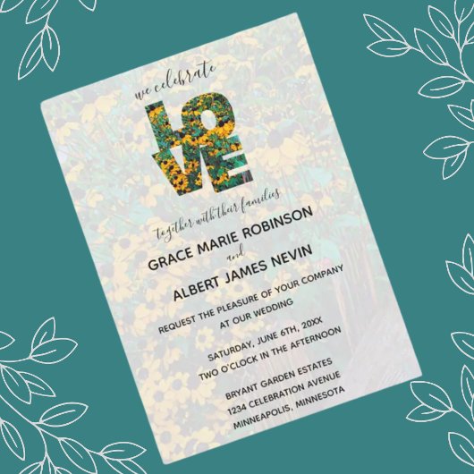 Bruin-oogige Susan's LOVE letters Wedding Kaart