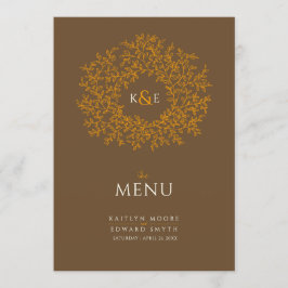 Bruin oranje blad met botanische bladtekening mono menu