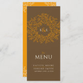 Bruin oranje blad met botanische bladtekening mono menu (Voorkant / Achterkant)