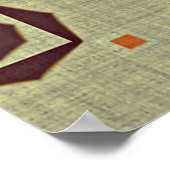 Bruin Oranje Blauwgroen Tribaal Mozaïek Motief Poster (Hoek)