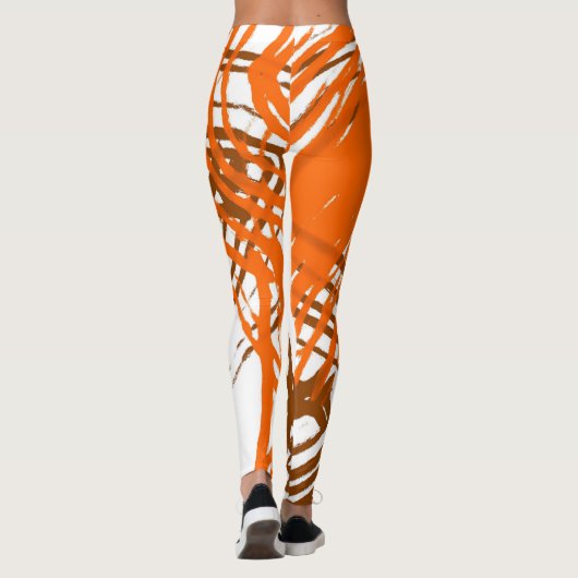Bruin, Oranje, Boho Colors Abstract Leggings (Achterkant)