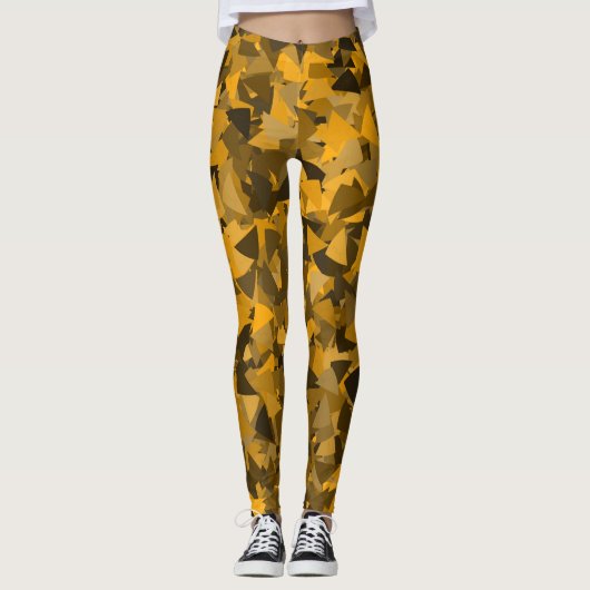 Bruin Oranje Driehoek Patroon Leggings (Voorkant)