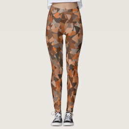 Bruin Oranje Driehoek Patroon Leggings