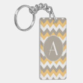 Bruin, Oranje en Wit Chevron Patroon Sleutelhanger (Voorkant Links)