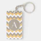 Bruin, Oranje en Wit Chevron Patroon Sleutelhanger (achterkant)