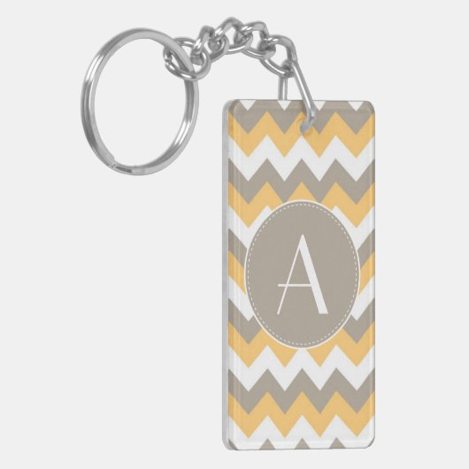 Bruin, Oranje en wit Chevron Pattern Sleutelhanger (Voorkant Links)