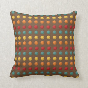 Bruin, Oranje, geel, Blauwgroen Stip Pillow Kussen