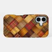 BRUIN ORANJE GEEL HERFST PLAID PATROON iPhone 16 HOESJE (Achterkant horizontaal)
