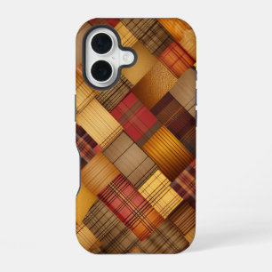 BRUIN ORANJE GEEL HERFST PLAID PATROON iPhone 16 HOESJE