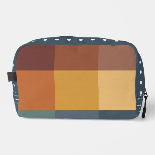 BRUIN ORANJE GEELBLAUW GEOMETRISCH PATROON TOILETTASJE (Voorkant)